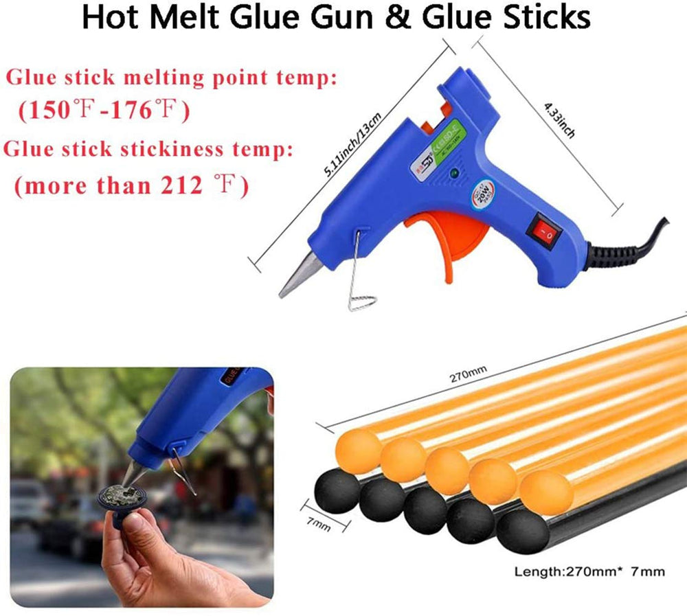 GLISTON size comparison with hand showing compact, portable repair kit scale
