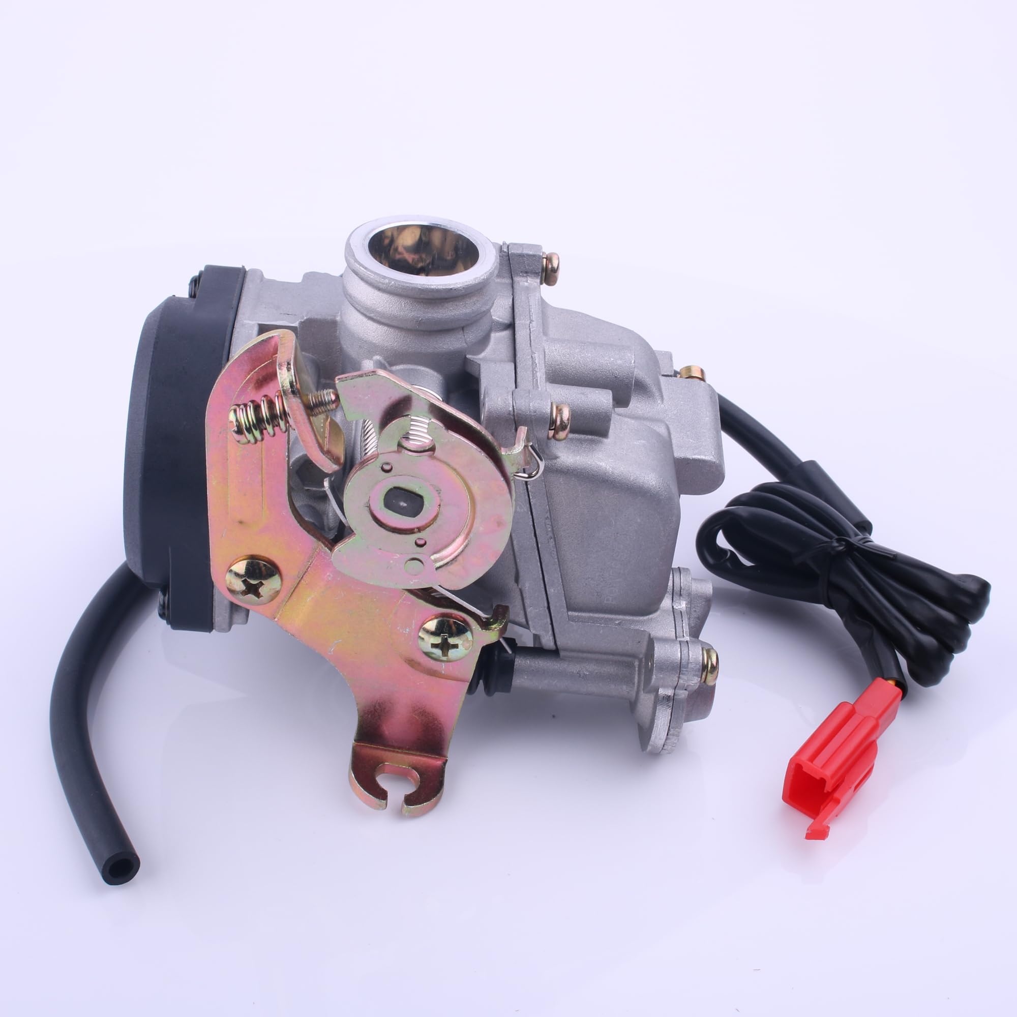Glixal carburetor installed on a scooter to demonstrate direct replacement compatibility