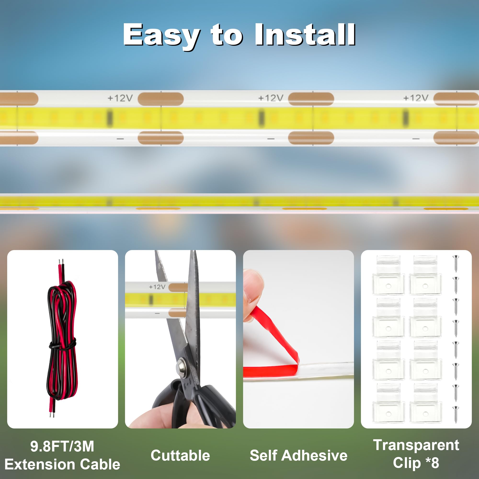 Gliztech 10FT extension cord and 12V connection for easy power access