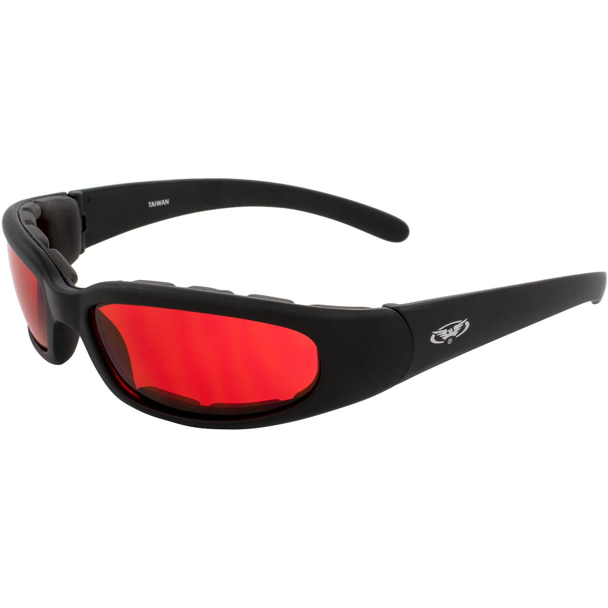 Global Vision Chicago front view showing padded frame and red lenses for safe visibility