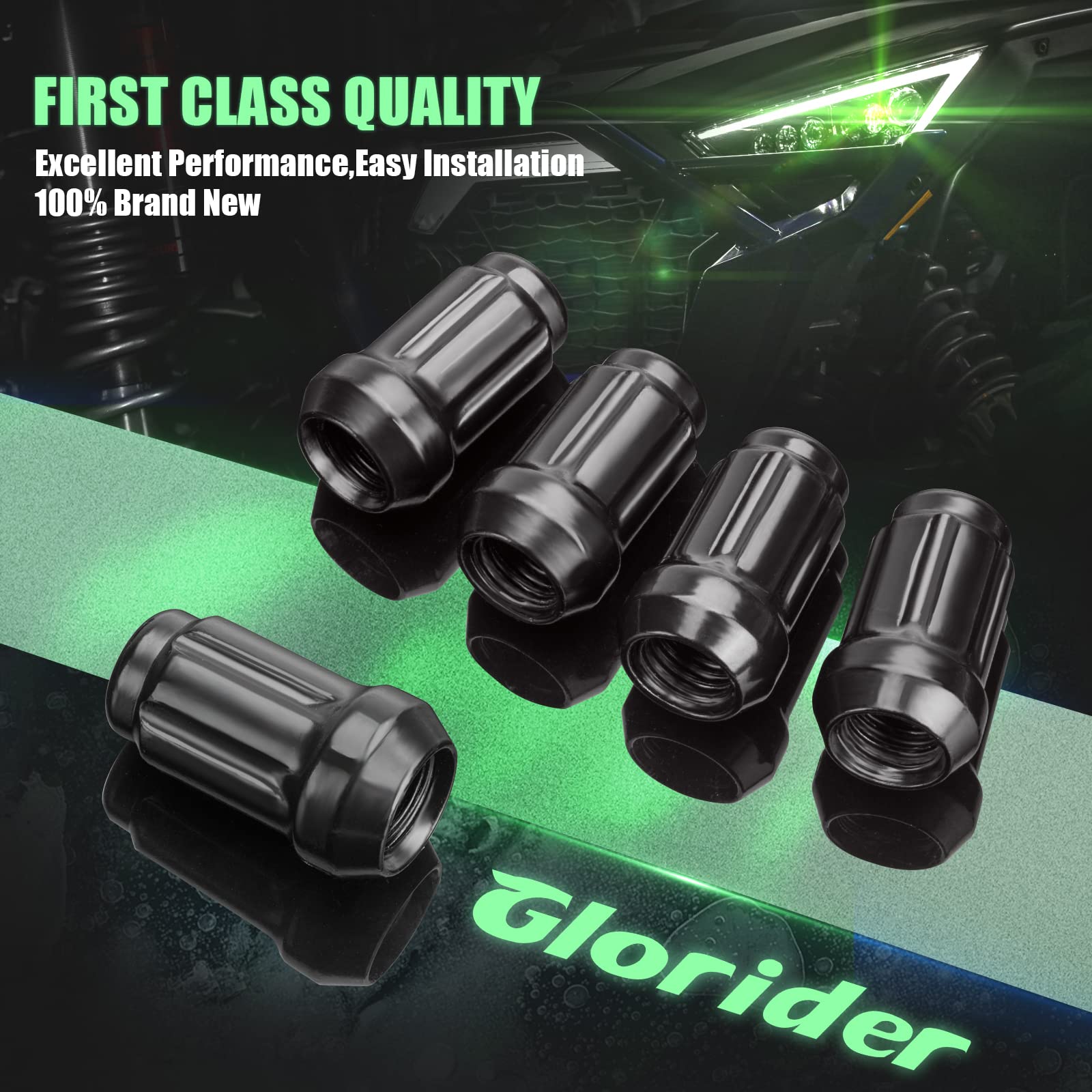 glorider padded box protecting 16 lug nuts, organized for installation