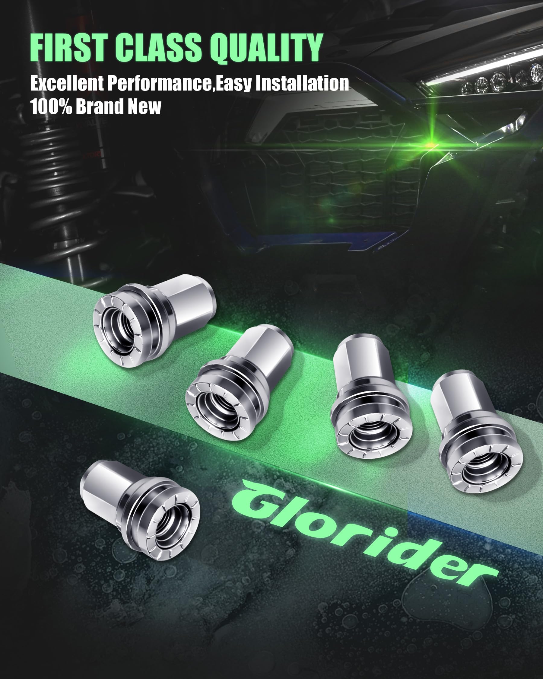 glorider lug nut beside ruler illustrating 1.9 inch length for fit verification
