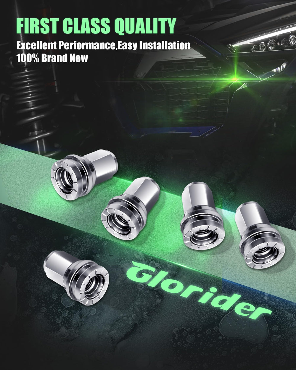 glorider lug nut beside ruler illustrating 1.9 inch length for fit verification