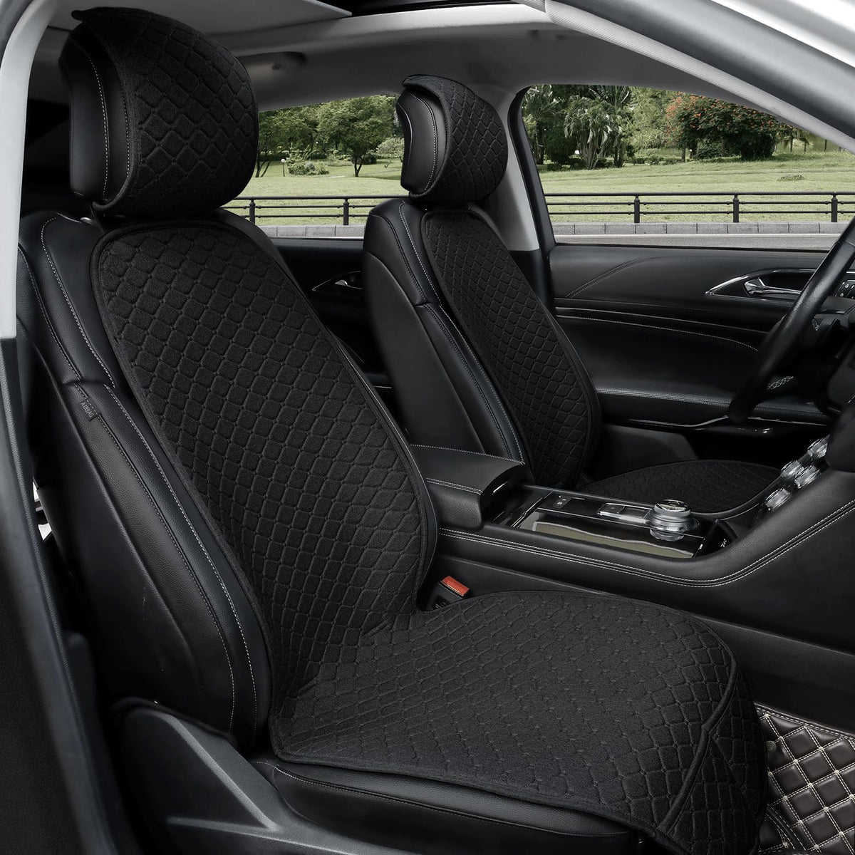 Gloserin front seat covers shown installed, protecting seats and appearing tidy