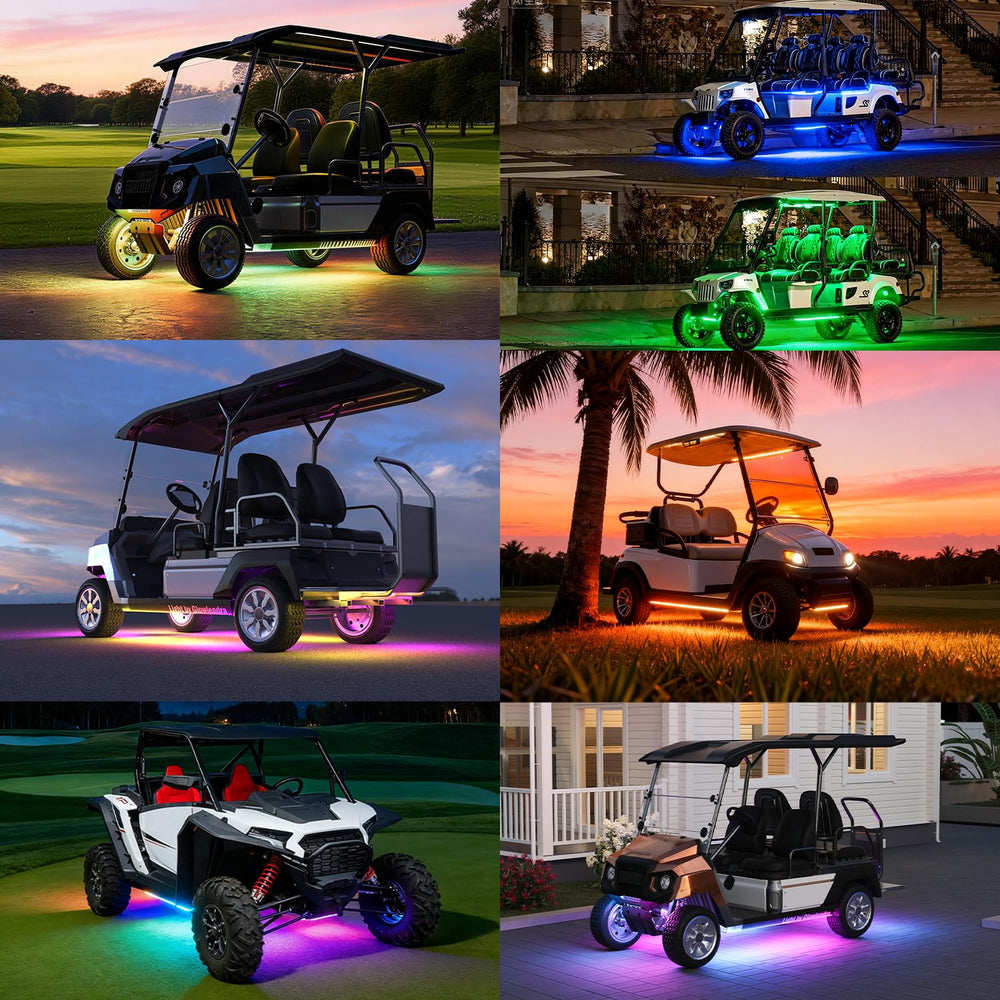 Glowlendra lifestyle party setup with cart showing music-sync lighting ambiance