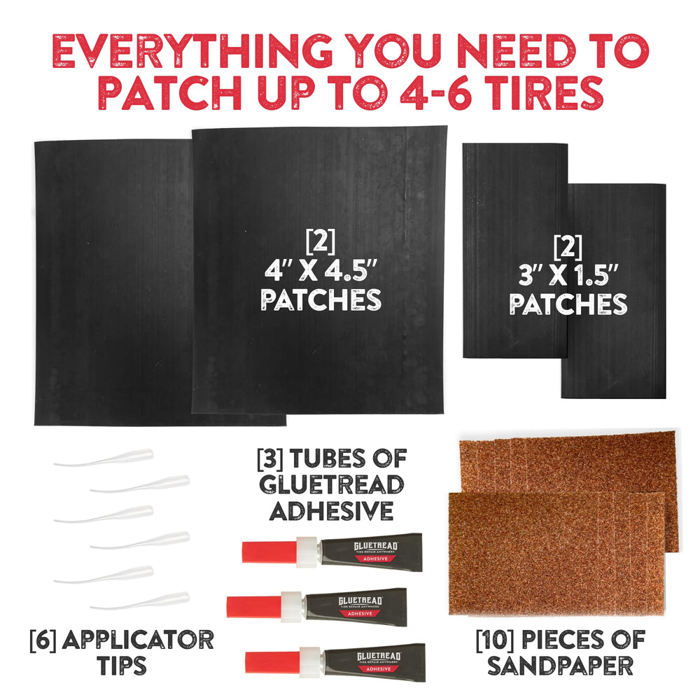 GLUETREAD patch being applied to tire sidewall demonstrating field repair capability