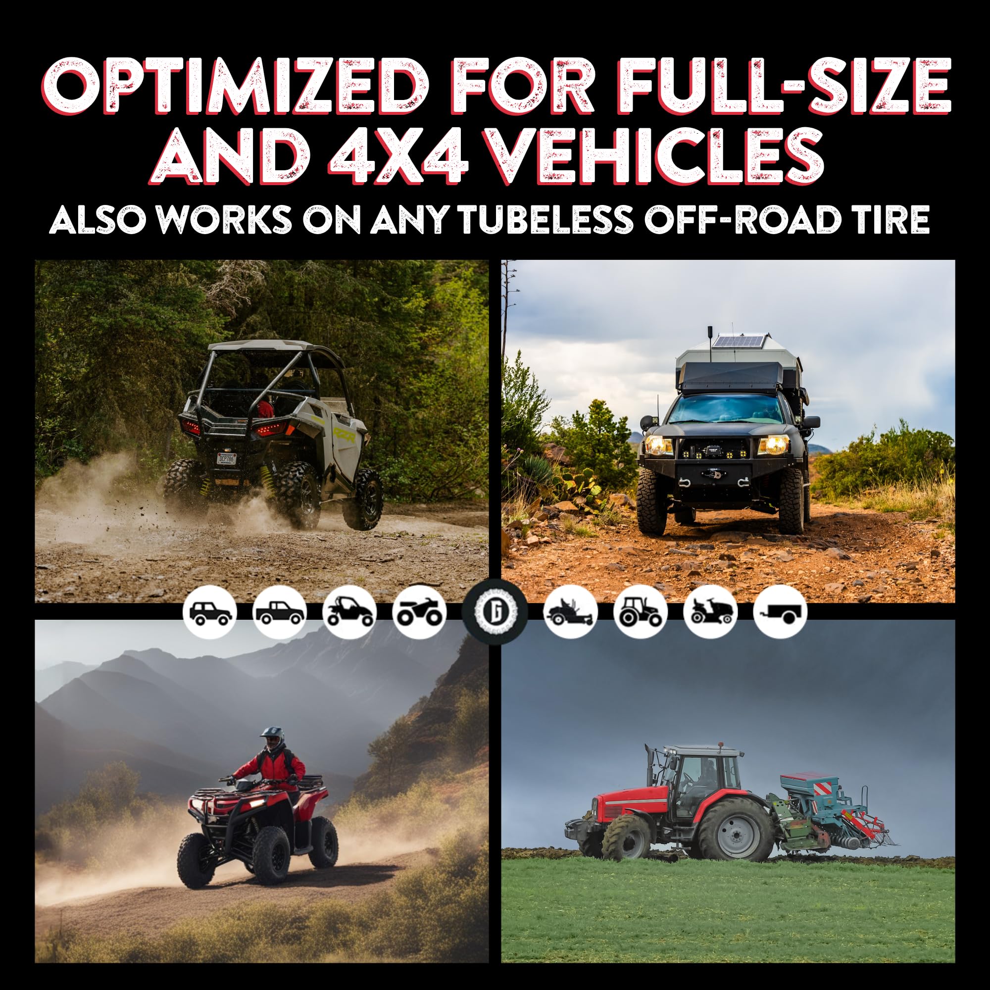 GLUETREAD technician applying patch on off-road tire in trail setting showing real-use reliability