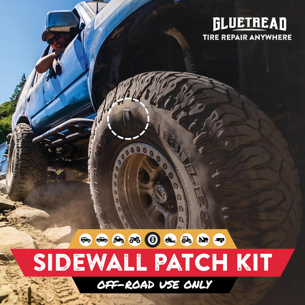 GLUETREAD kit contents laid out for easy identification and fast repair