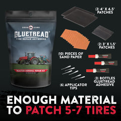 GLUETREAD patch being applied to a tractor sidewall in field