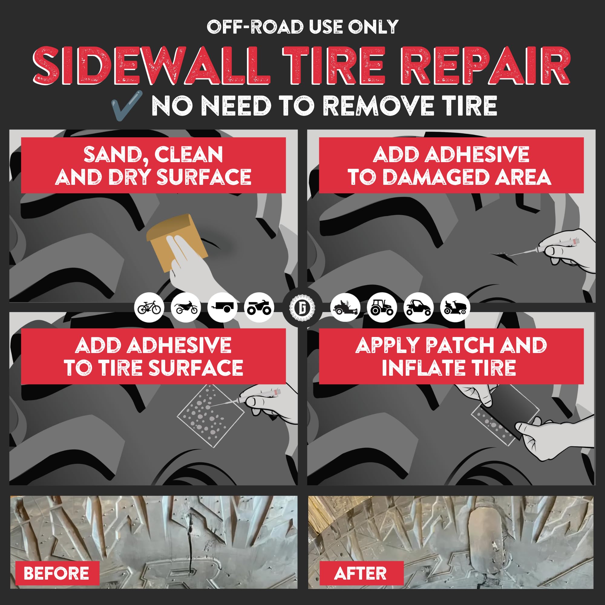 GLUETREAD patch material close-up highlighting durable rubber and adhesion