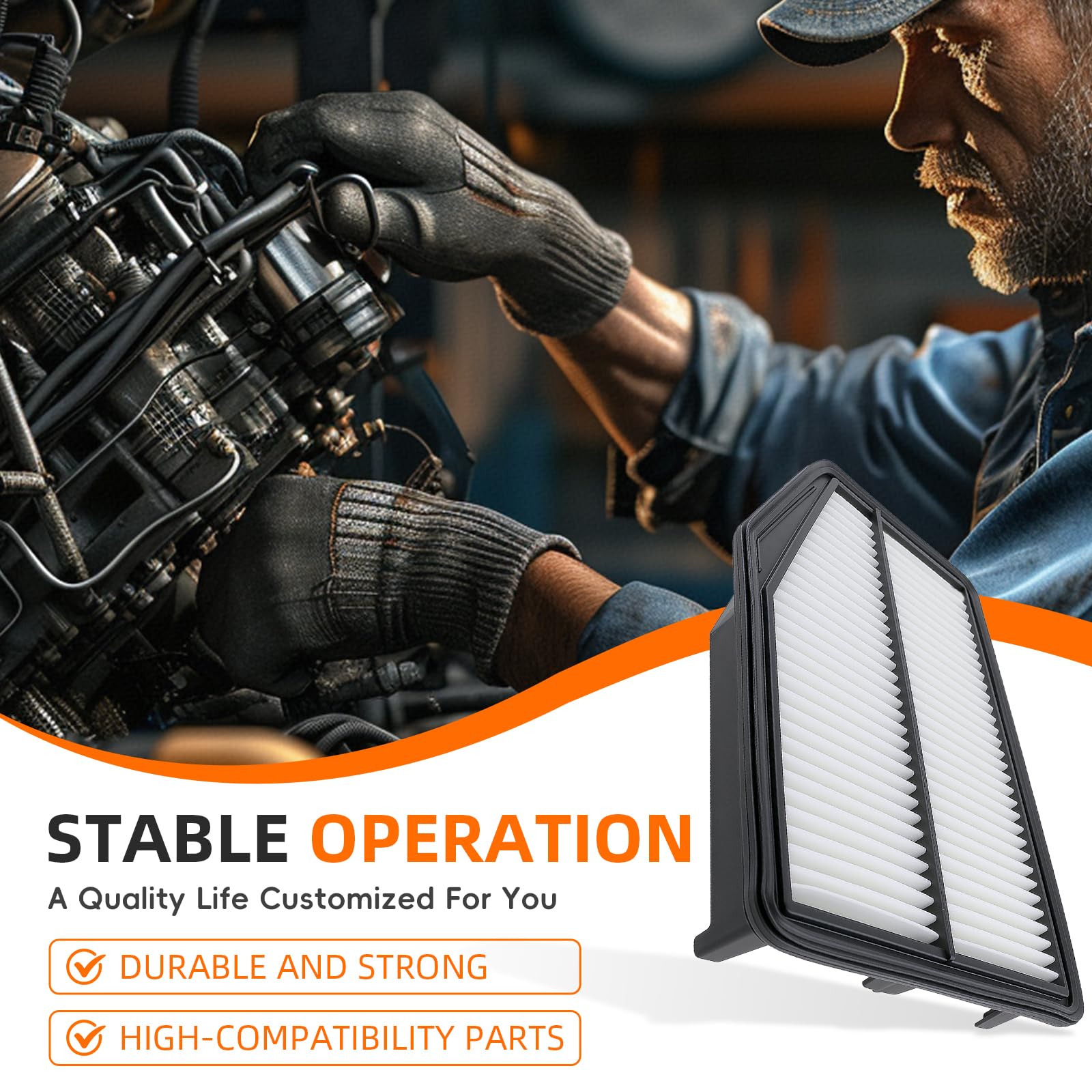 GoaMotors close-up of engine filter pleats highlighting durable media for improved airflow