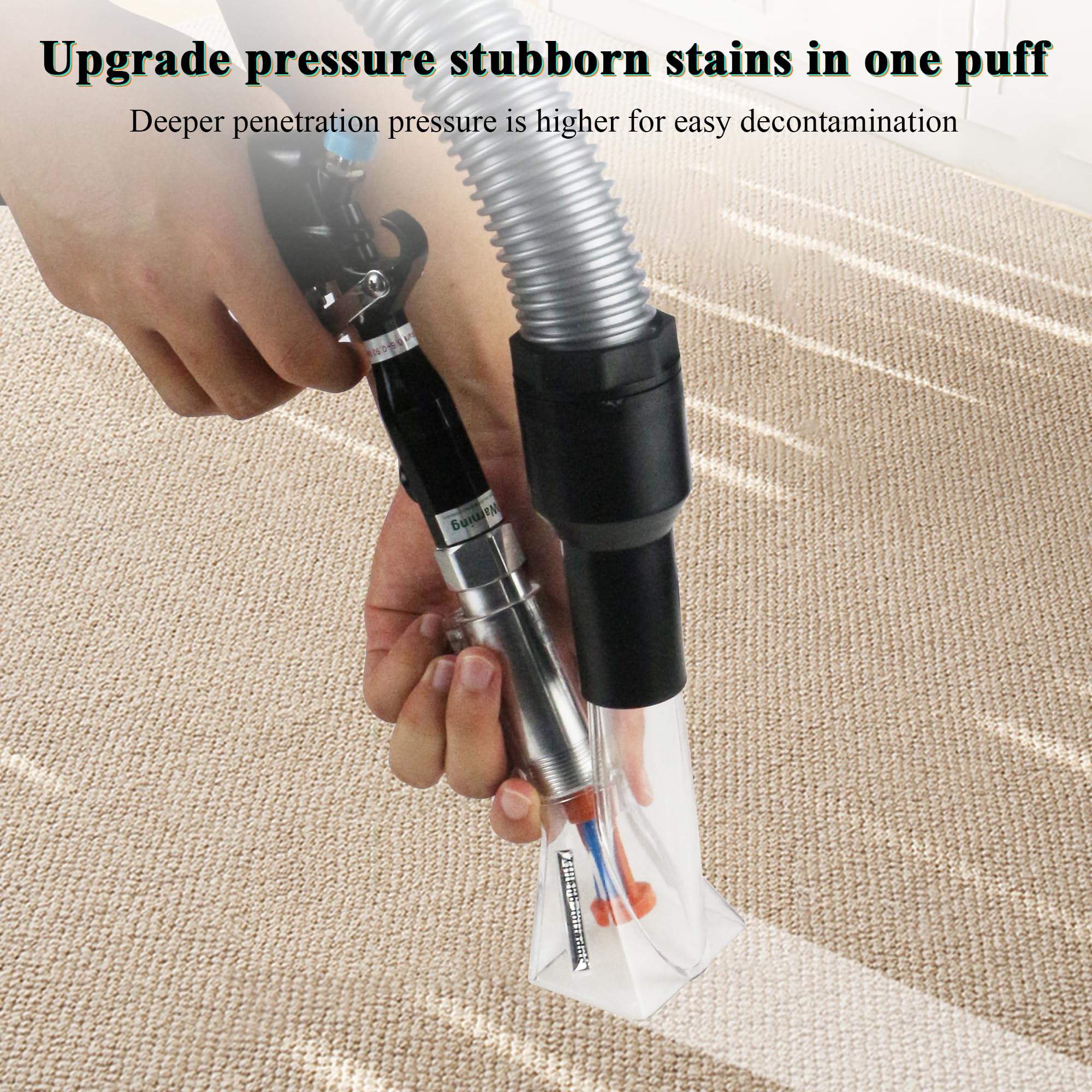 GOCCIDA gun in use on upholstery removing dirt for faster cleaning