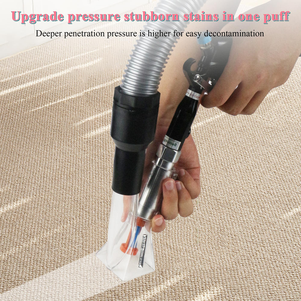 GOCCIDA cleaning gun beside a hand for scale showing compact size and portable use