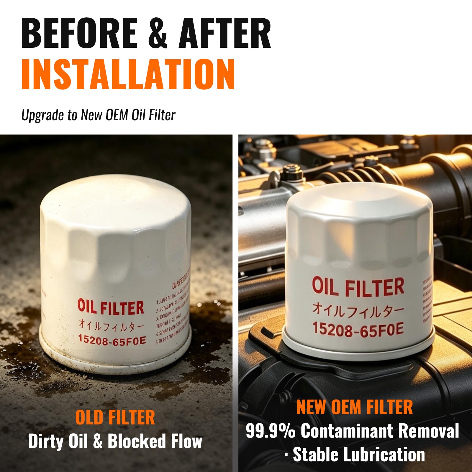 GOFIRA oil filter installed in engine bay showing straightforward, bolt-on replacement