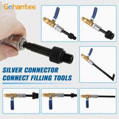 gohantee adapters arranged by type to match specific Audi VW Mercedes fill ports