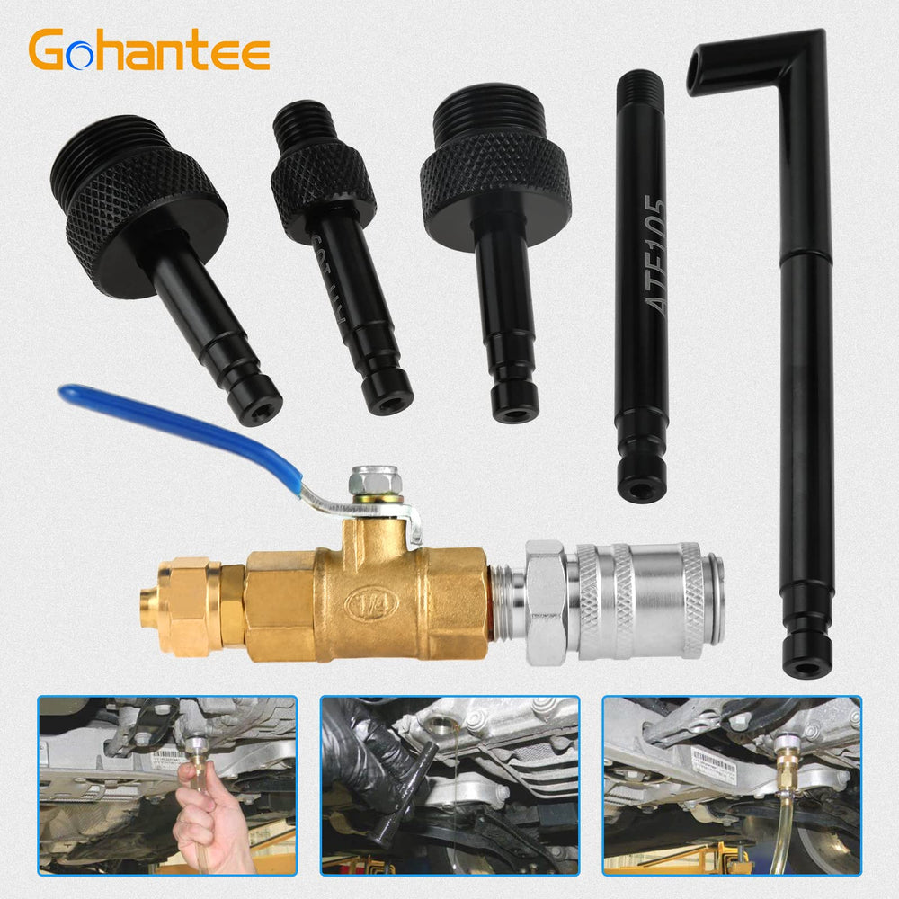 gohantee adapter connected to transmission demonstrating controlled fluid transfer