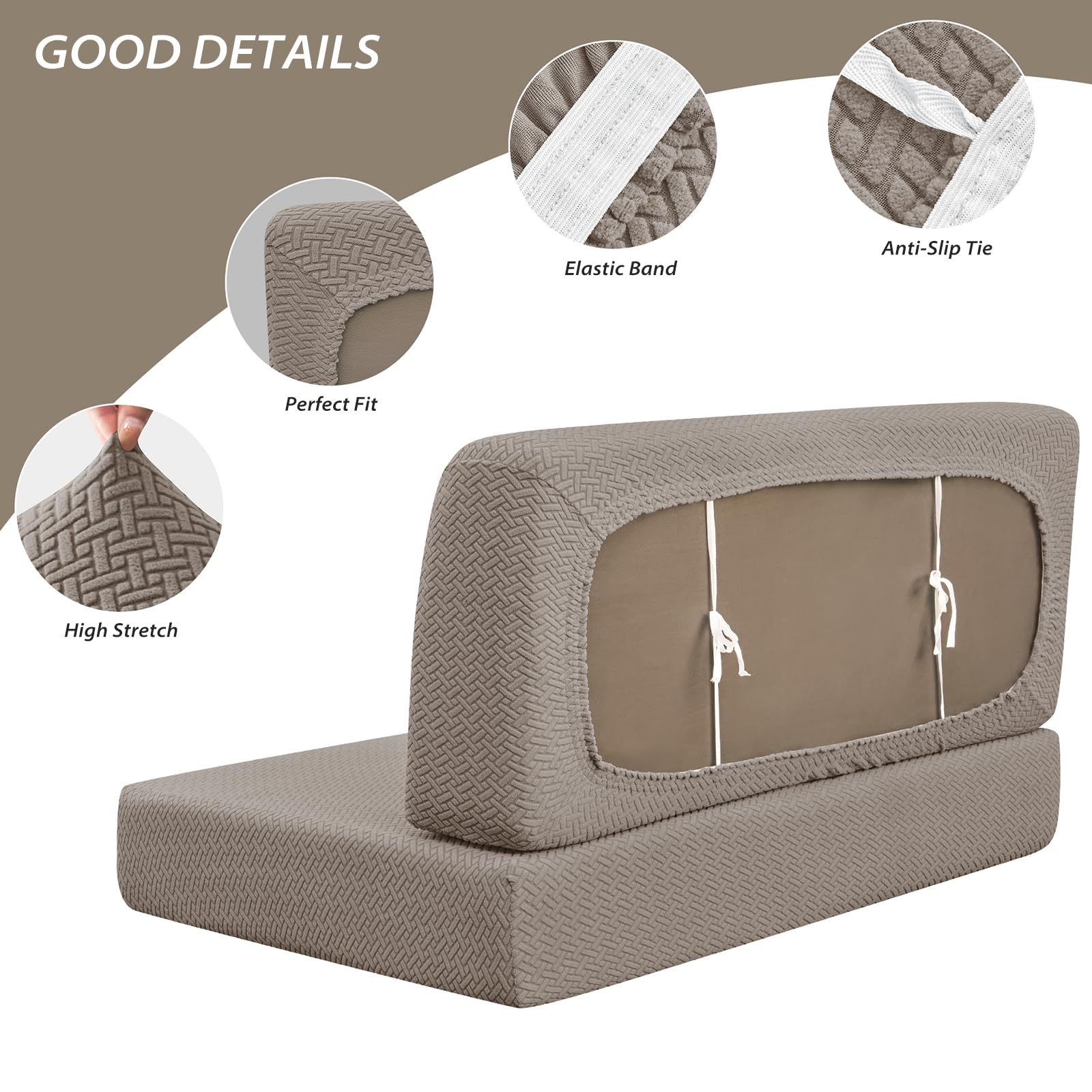 Gollense bench cover elastic hem closeup showing snug hold and easy installation