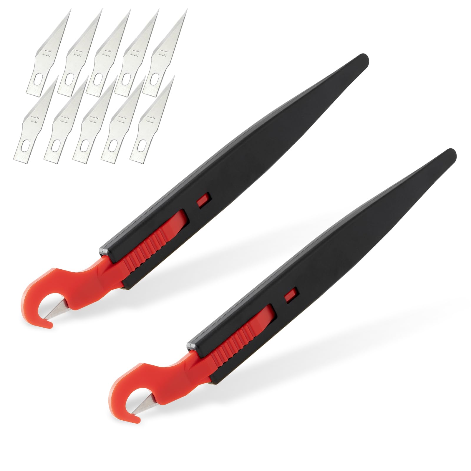 Gomake front view of wrap cutter showing ergonomic grip and safety guard protecting paint