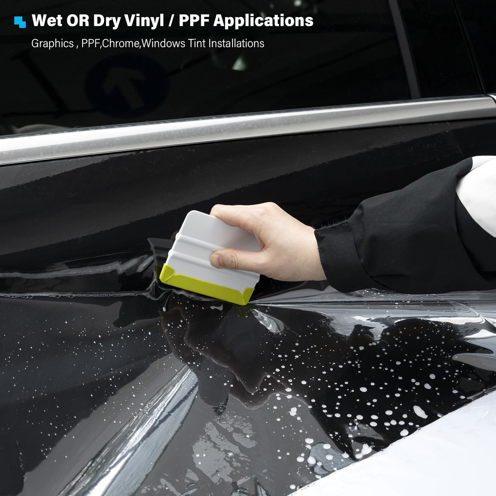 Gomake size comparison beside a 4-inch squeegee for correct fit