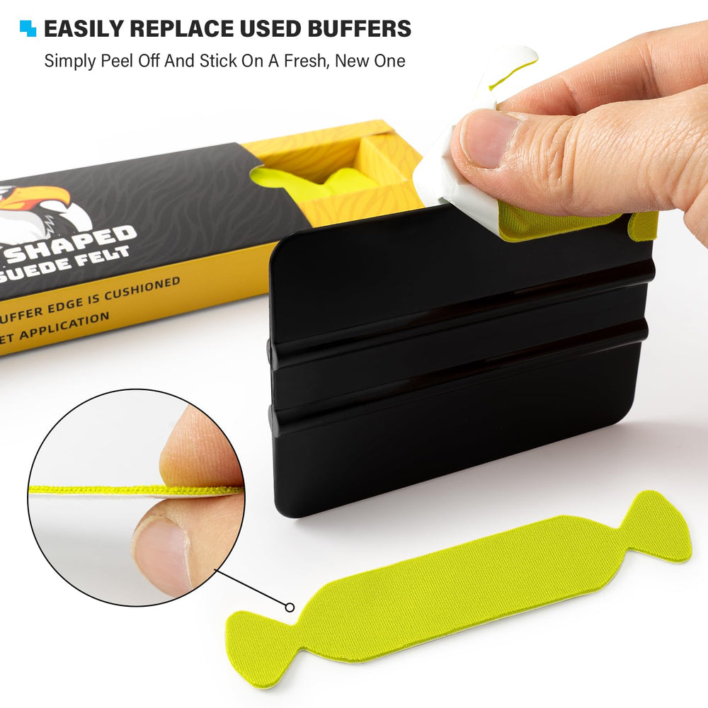 Gomake squeegee with felt attached smoothing vinyl for damage prevention