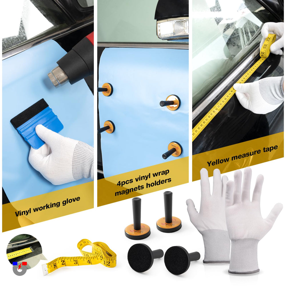 Gomake vinyl magnet holders in use keeping film aligned for hands-free positioning