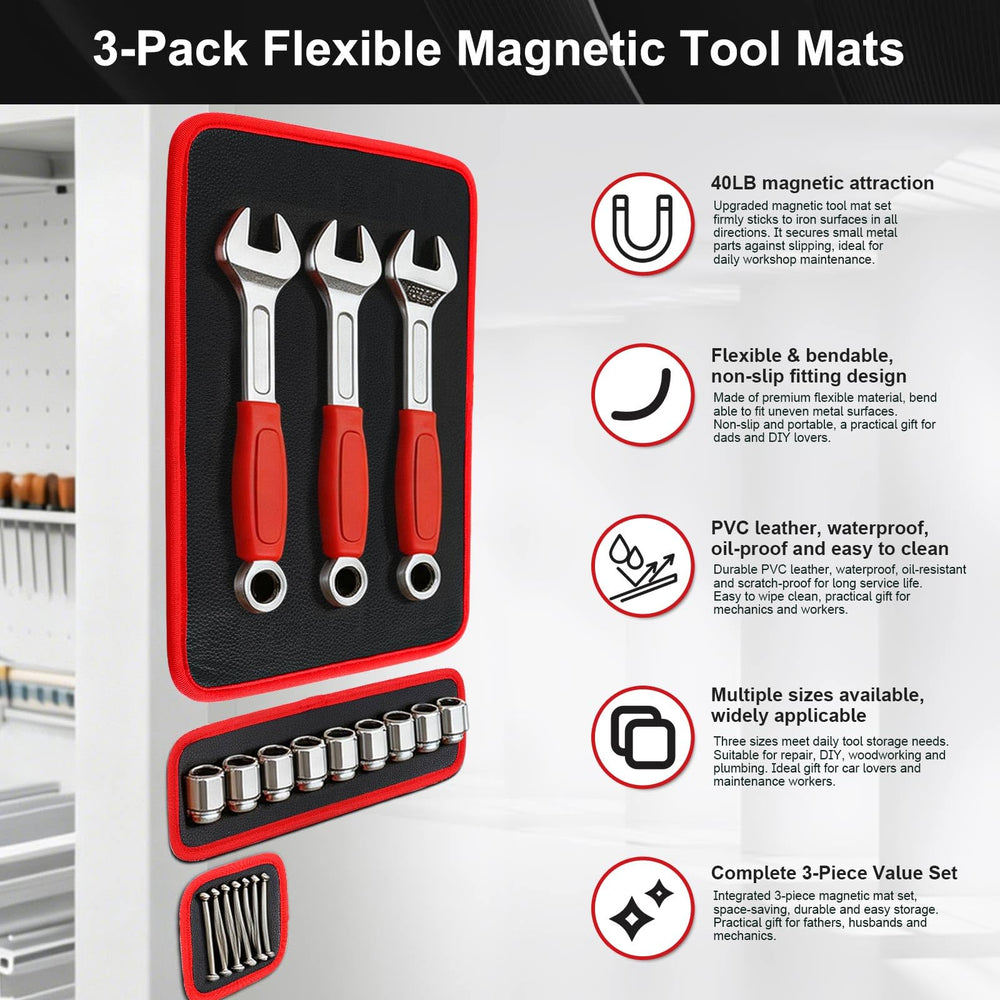 Goneky mats securing sockets and wrenches to prevent loss and speed repairs