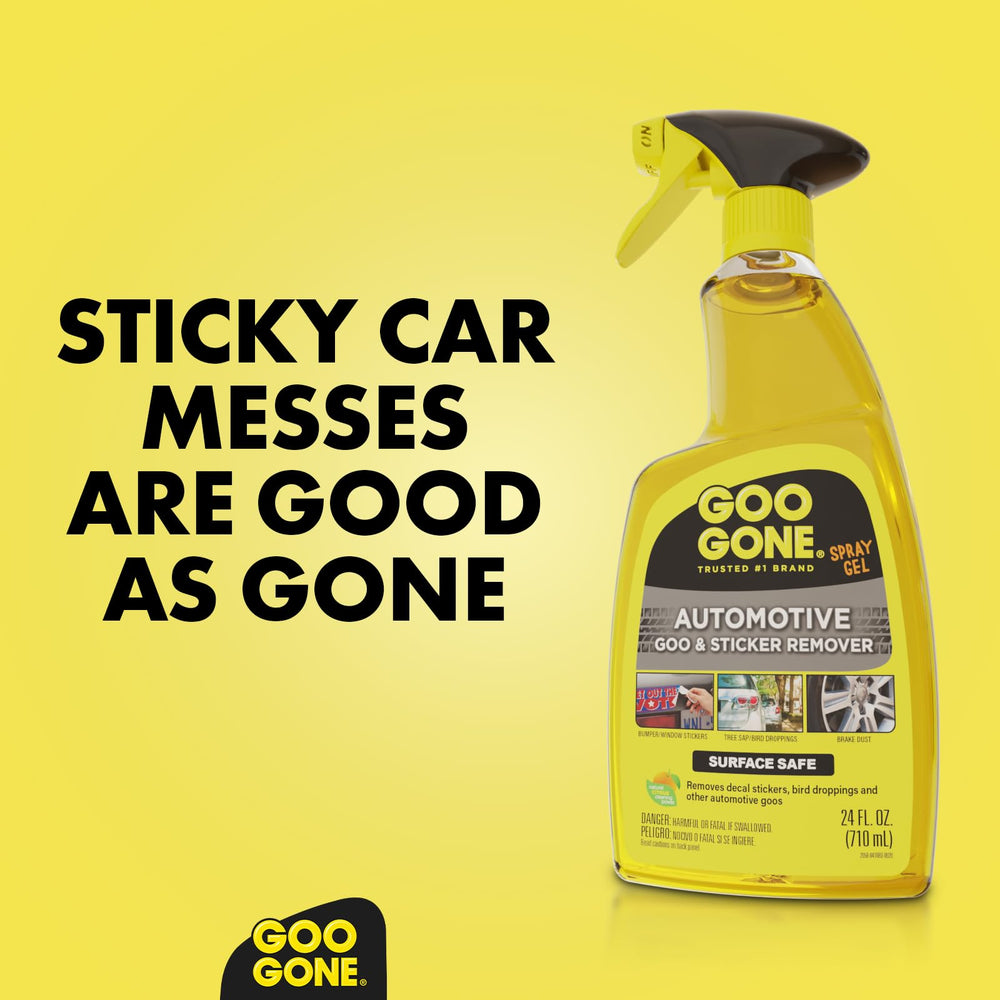 Goo Gone bottle beside a hand to show 24 oz scale and easy handling