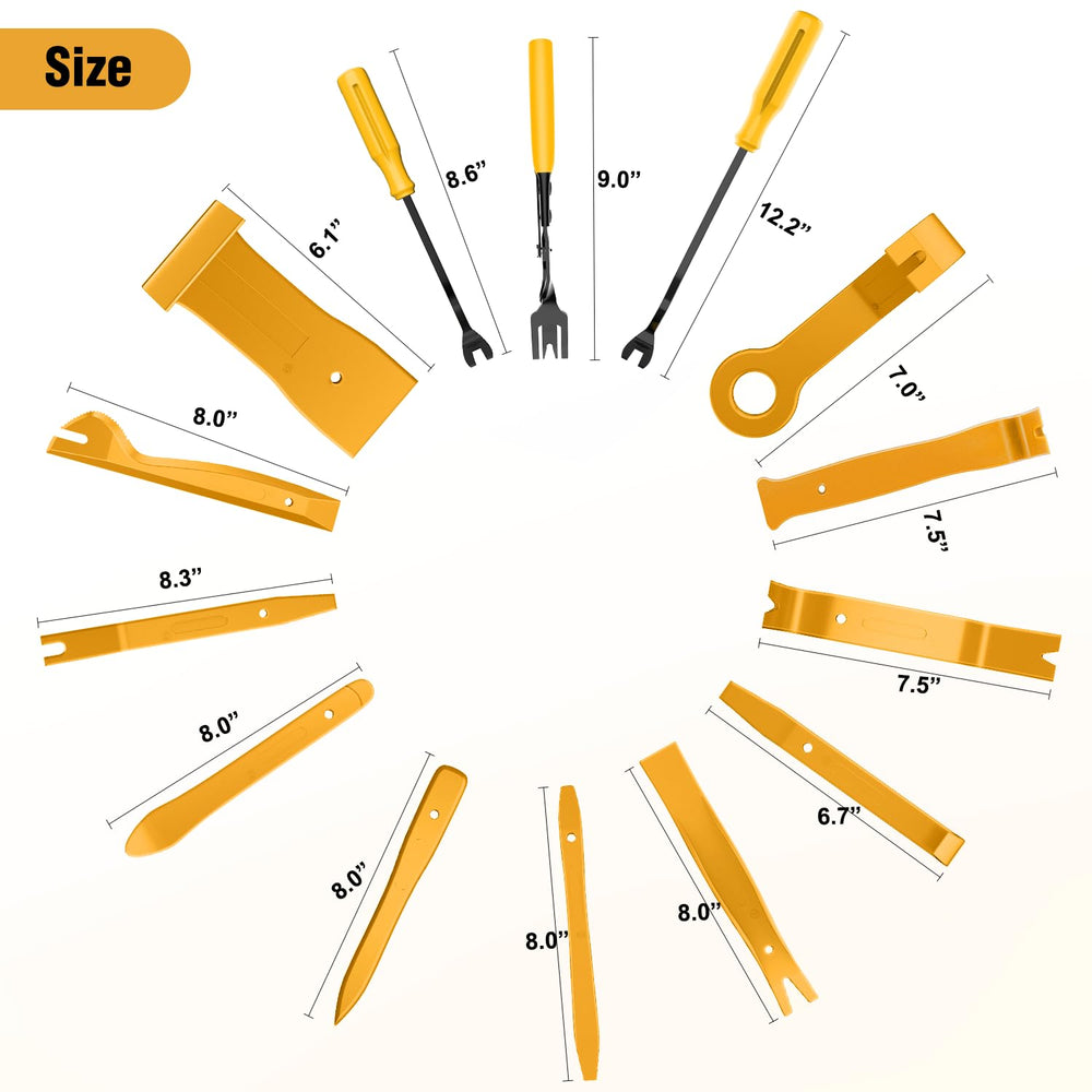 GOOACC clip assortment top view with varied sizes for broad vehicle compatibility
