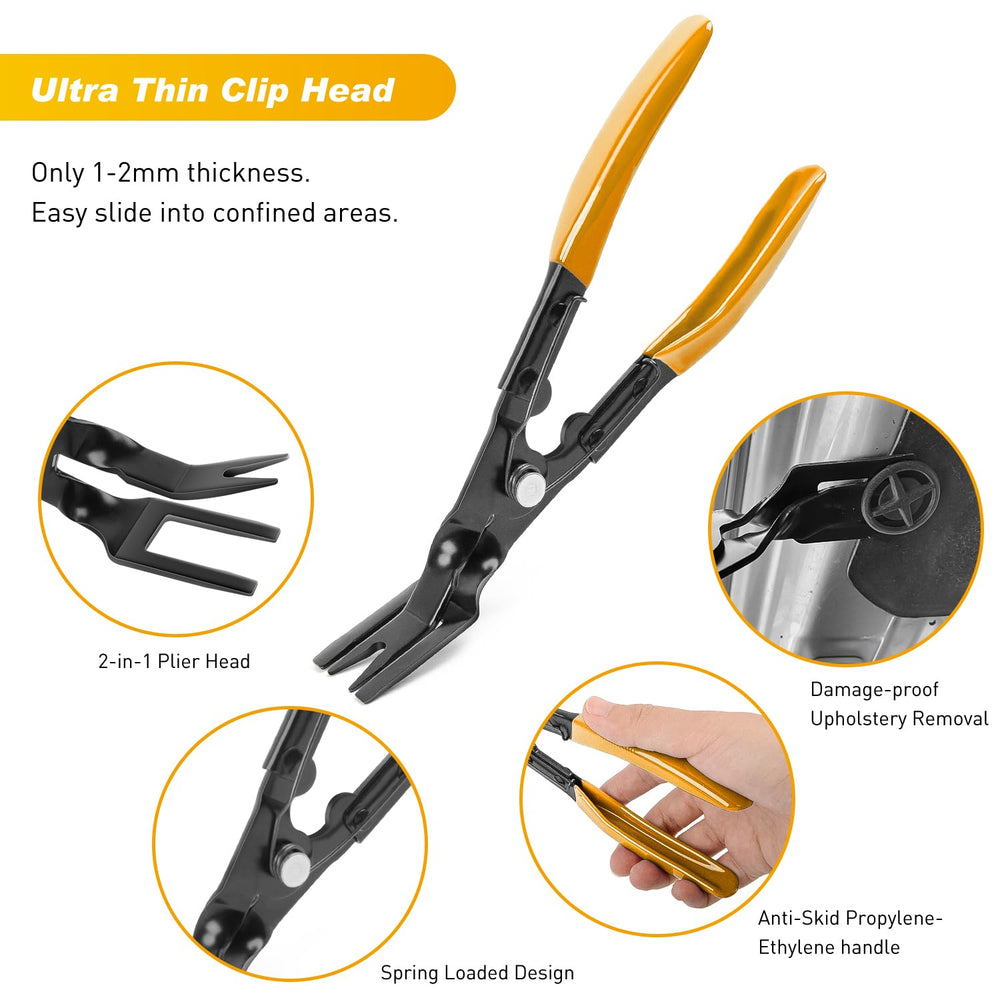 GOOACC trim clip pliers extracting a push clip to protect panel edges