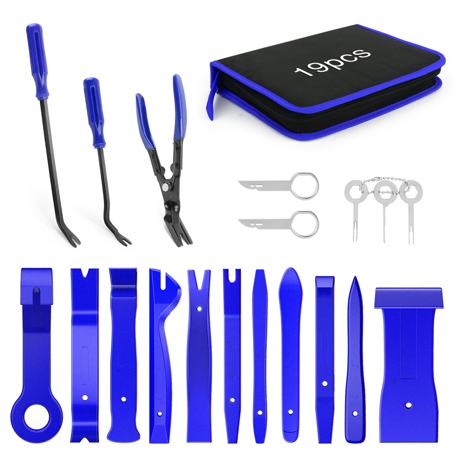 GOOACC front layout showing all 19 tools and storage bag for organized work