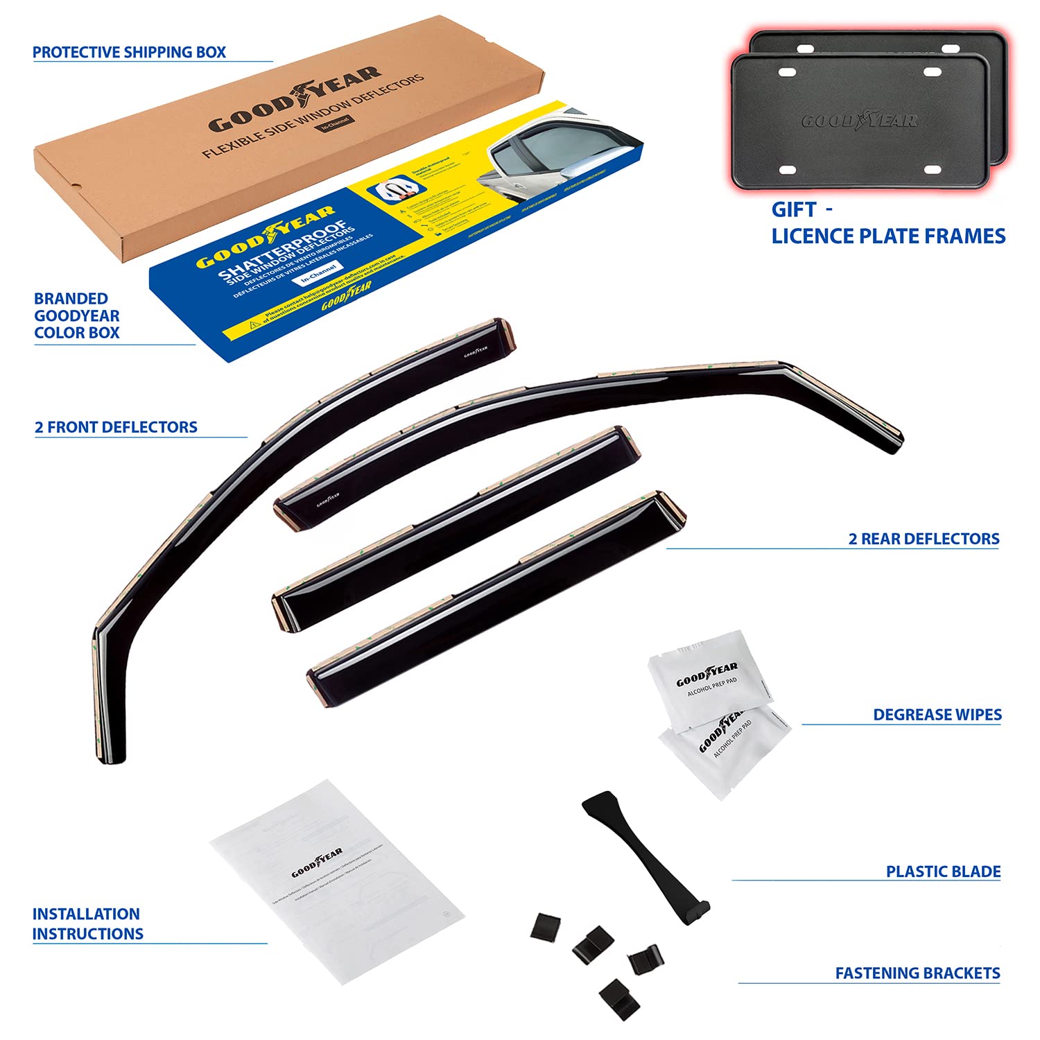 Goodyear deflectors mounted on RAV4 in driveway, enhances vehicle look