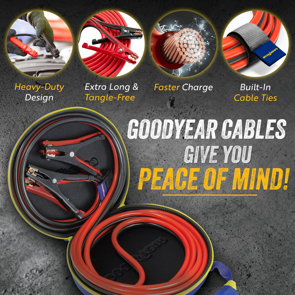 Goodyear cables connected between cars showing easy long reach