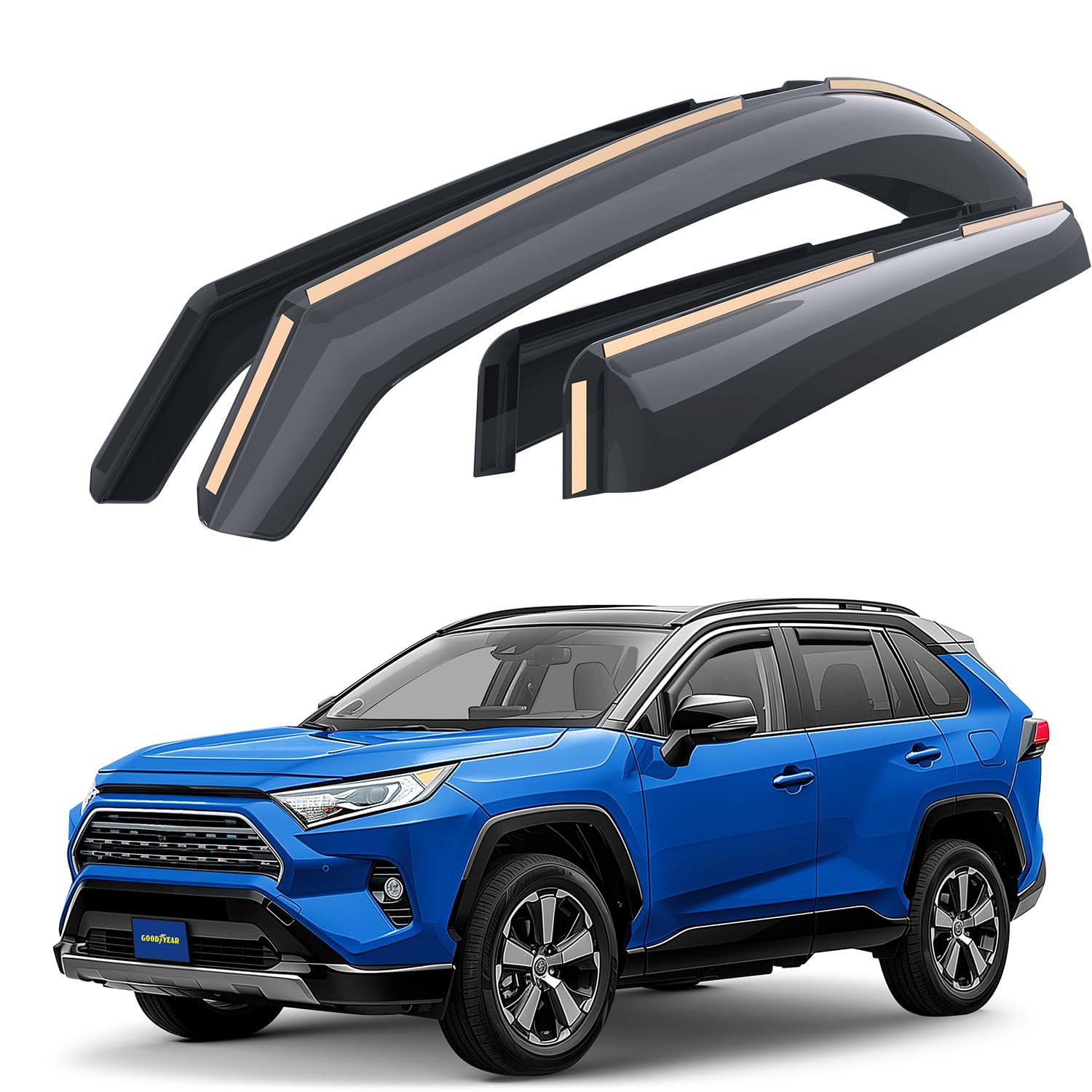 Goodyear front passenger deflector fitted on RAV4, reduces rain entry
