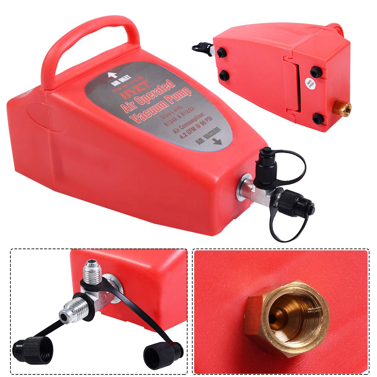 Goplus opened package with pump and fittings for quick setup and use benefit