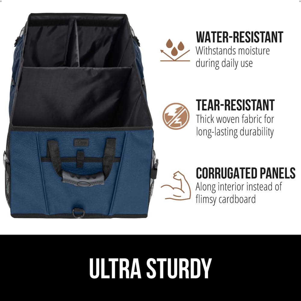 GORILLA GRIP interior divider and buckles securing compartments for organized cargo