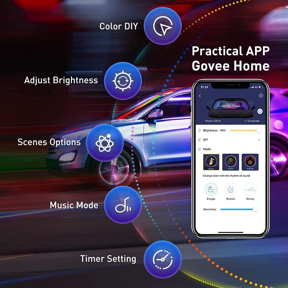 Govee app color picker on phone showing precise custom color benefit