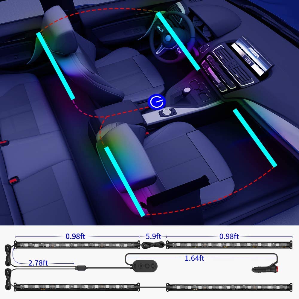 Govee strips under dash view showing neat concealed installation benefit