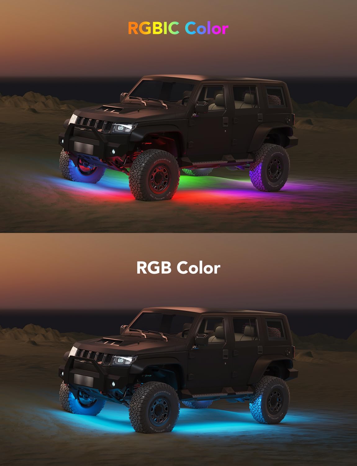 Govee installed side profile demonstrating low-profile undercarriage glow