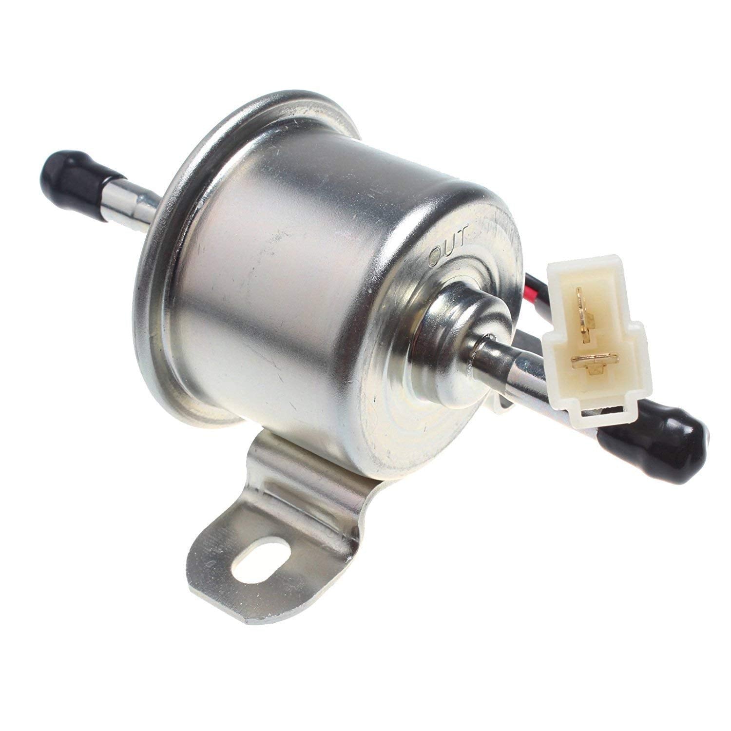 GRABOTE fuel pump front view showing mounting points and inlet benefits reliable fit