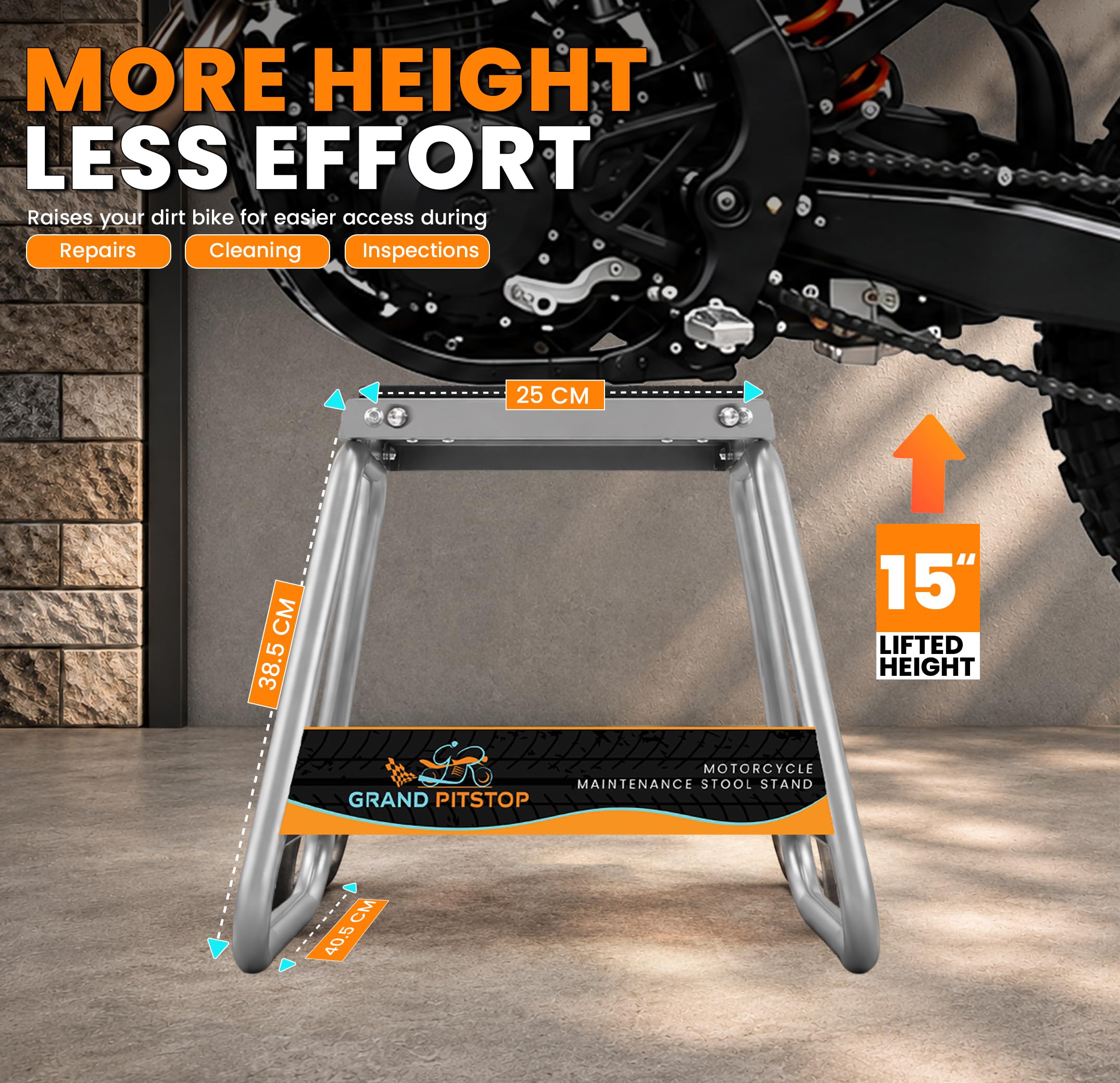 GRAND PITSTOP top platform close-up highlighting non-slip surface and secure hold benefit