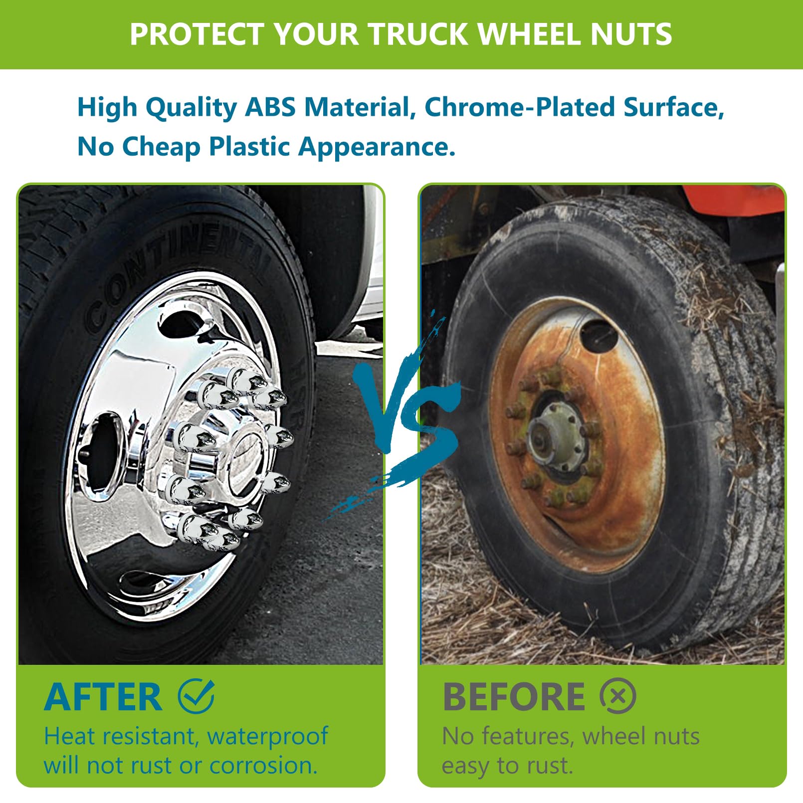 Grandroad auto installed on semi wheel showing improved wheel look and secured nuts