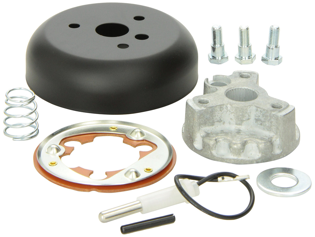 Grant die-cast hub close-up showing precise machining and secure fit benefit