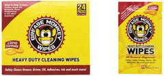 Grease Monkey front packaging showing box of 24 wipes, handy for on-the-go cleanup