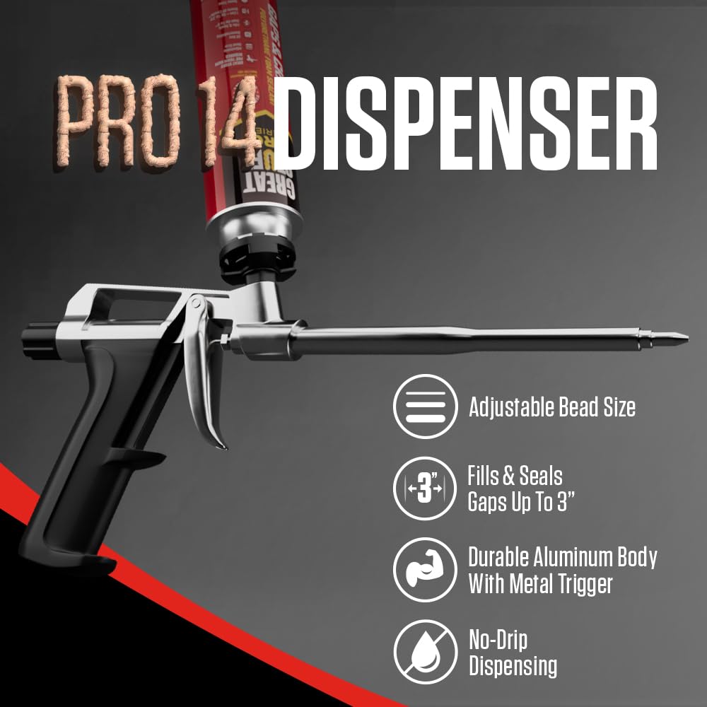 Great Stuff Pro metal trigger mechanism close-up for reliable dispensing and consistent pressure