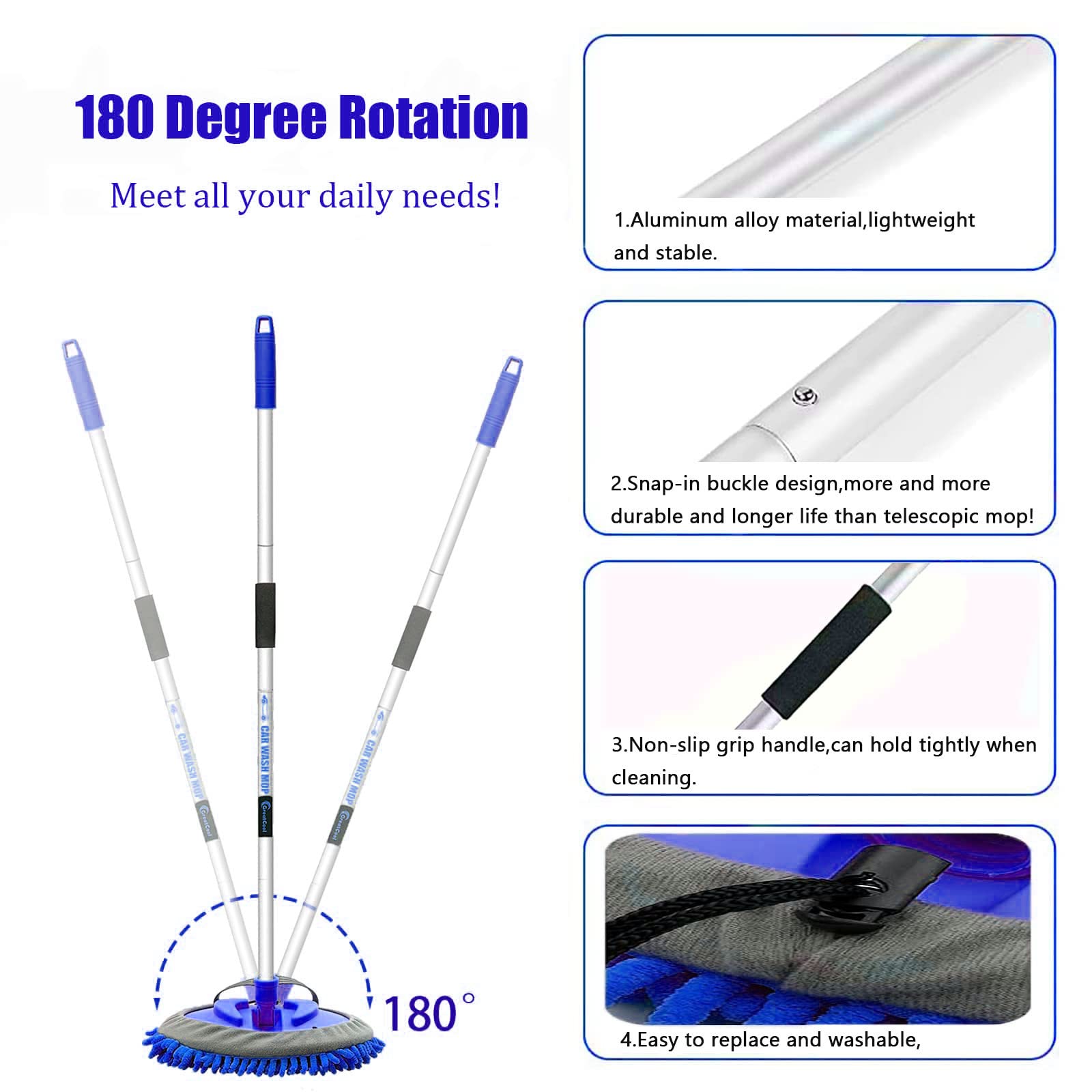 GreatCool 180-degree pivot mechanism showing angle cleaning advantage
