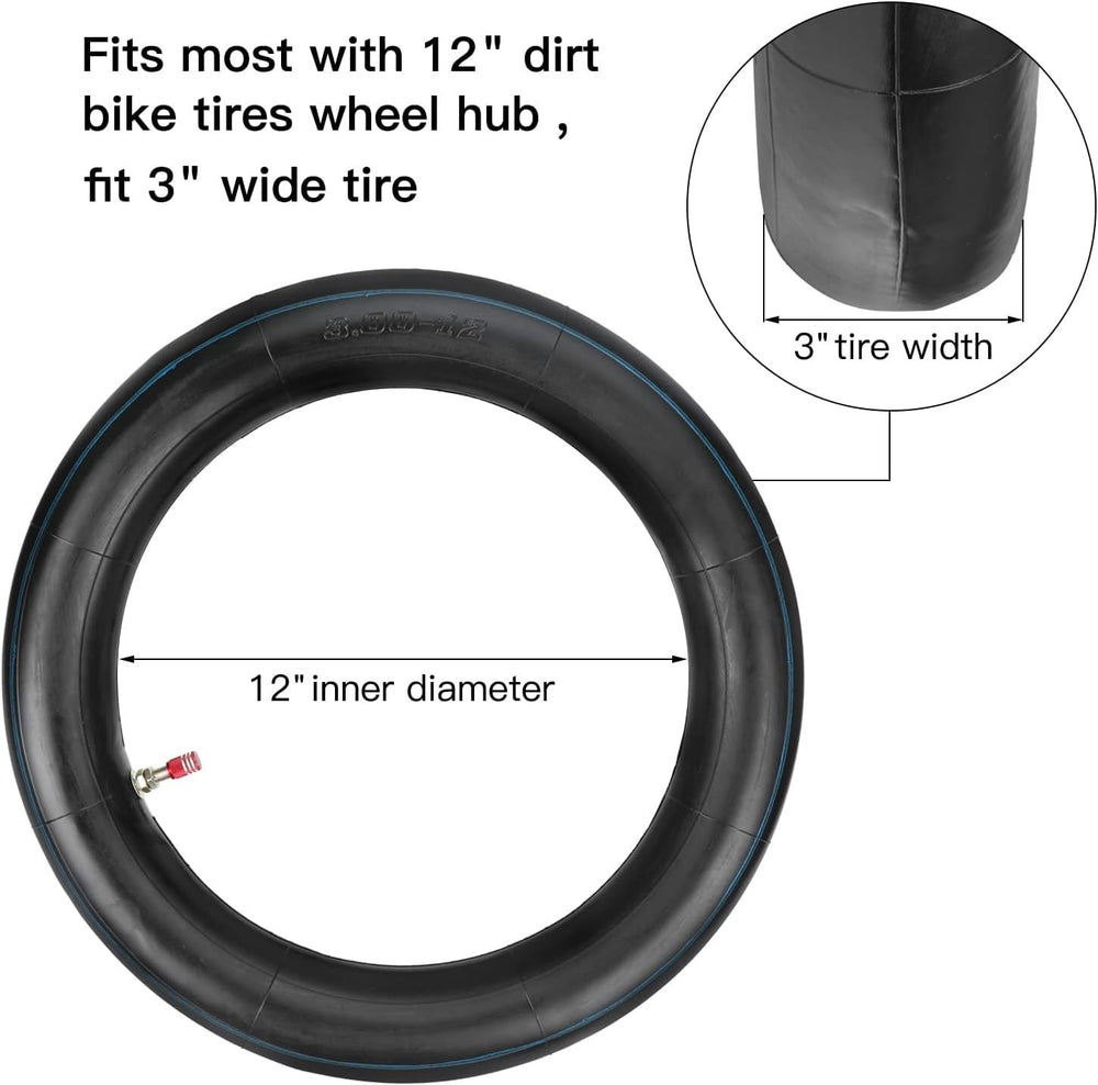 GREHUA tube installed in a 12-inch wheel showing proper fit and ride readiness