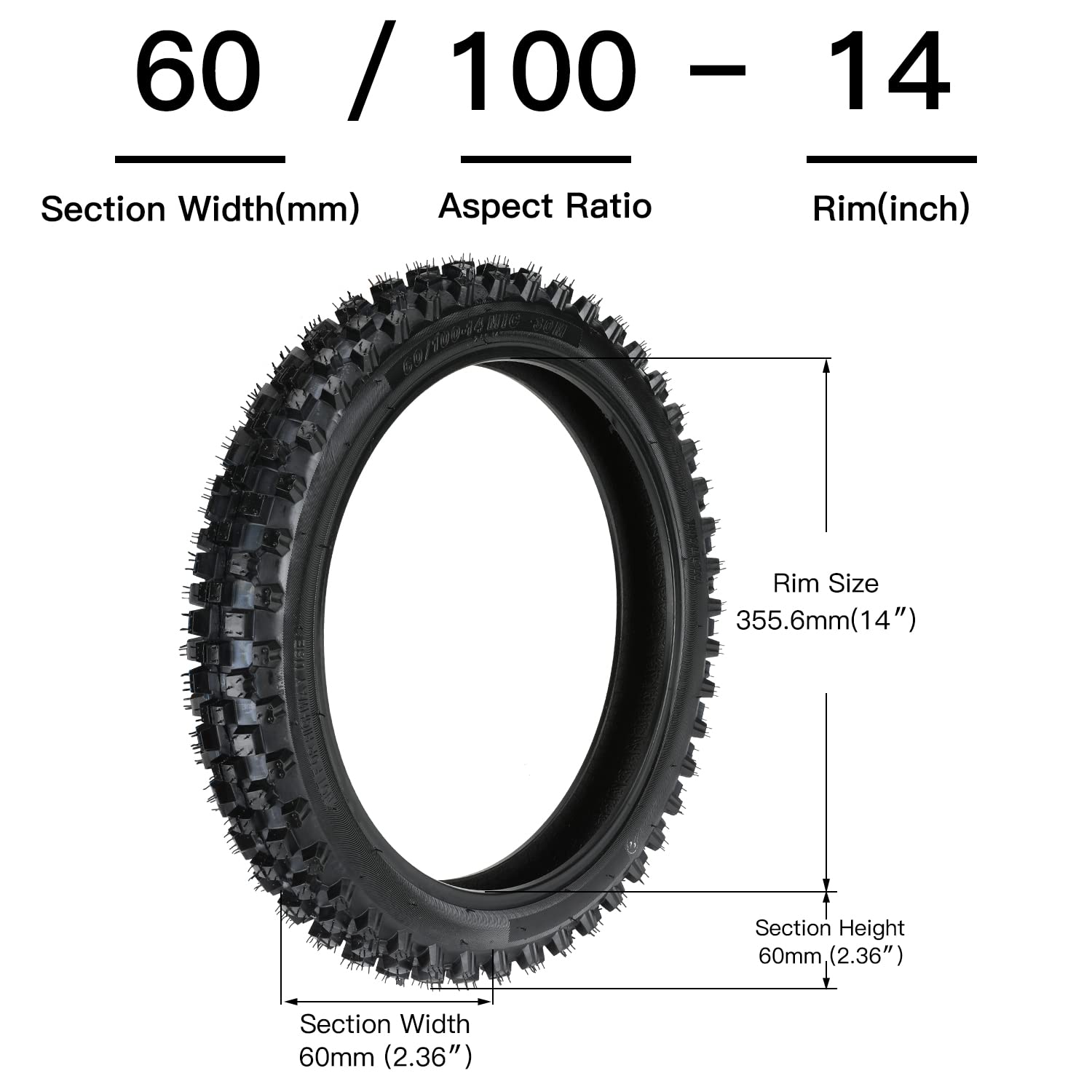 GREHUA rear tire tread close-up showing aggressive pattern for traction