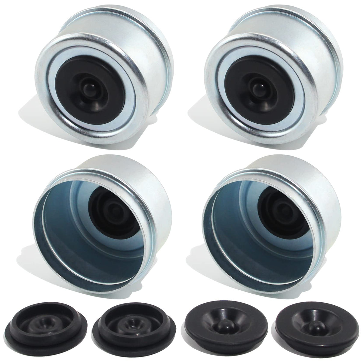 GREPSPUD front view of four zinc-plated hub caps showing complete kit and benefit