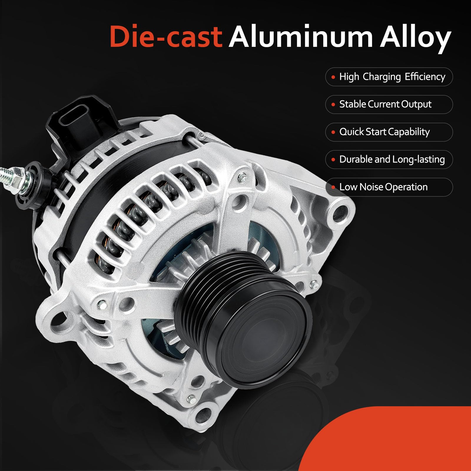 Grezuton alternator installed in engine bay illustrating fitment on GM truck for fast swap