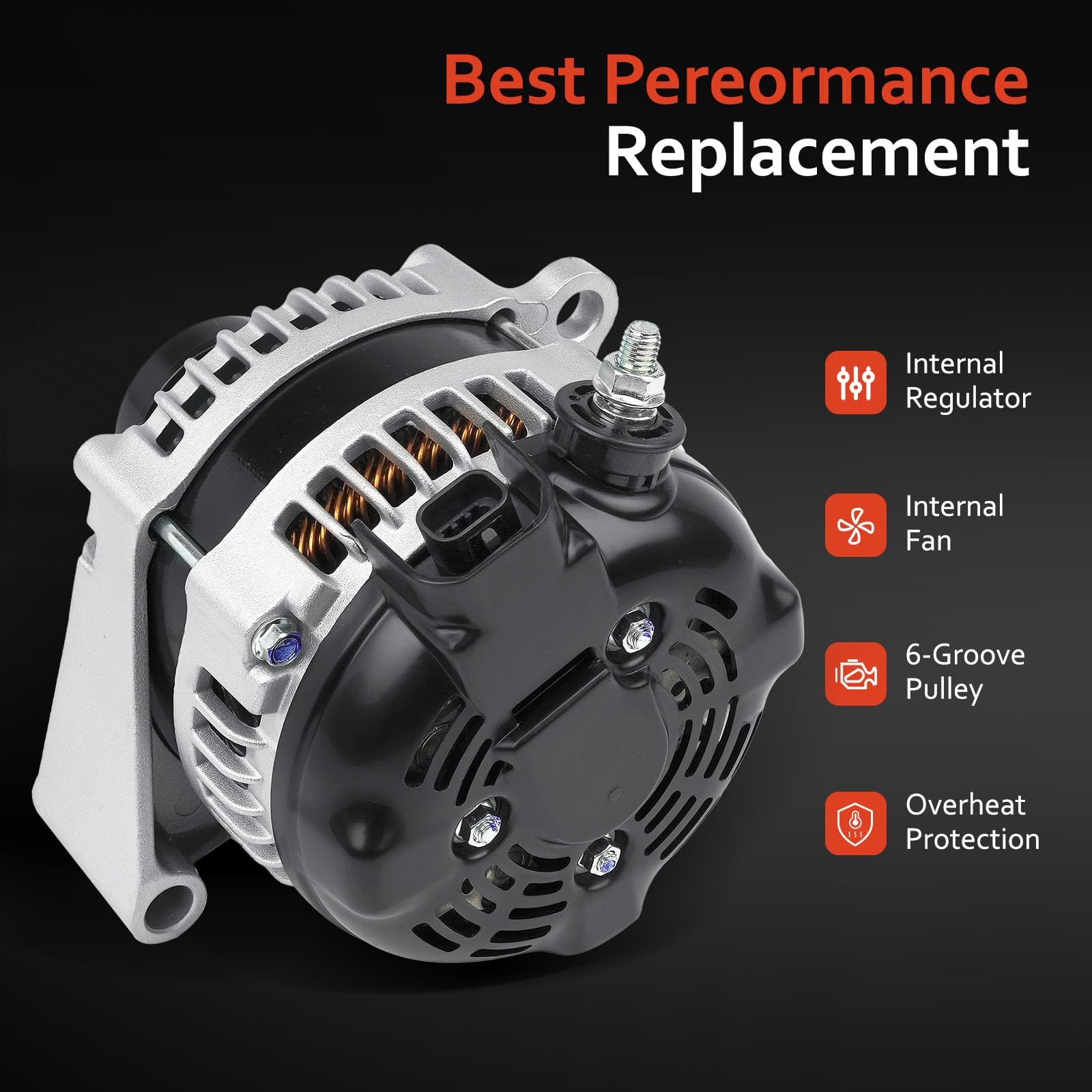 Grezuton alternator beside ruler showing dimensions to confirm correct size and clearance